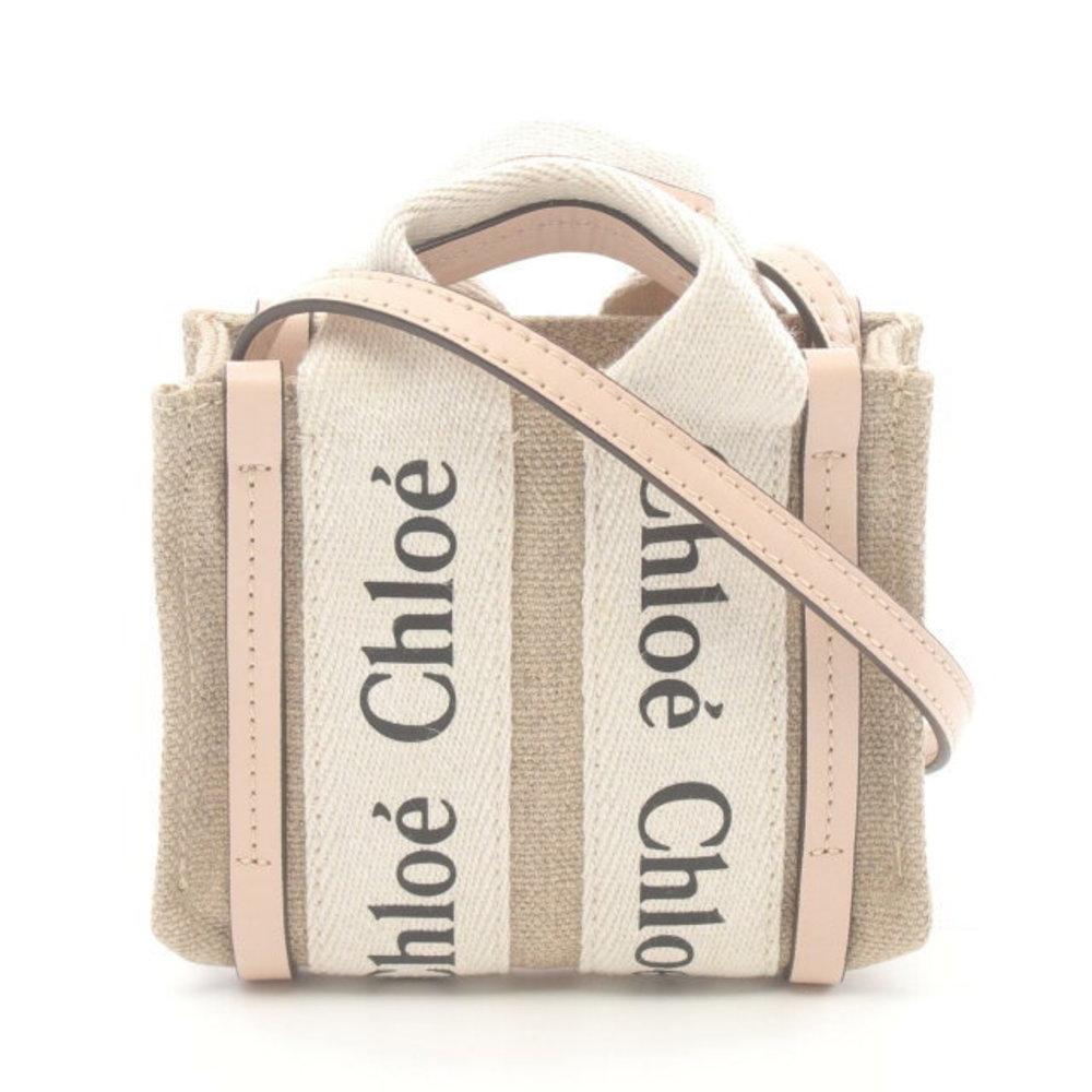 Chloe Leather Bag WOODY NANO Pink Beige Shoulder - Picture 2 of 4